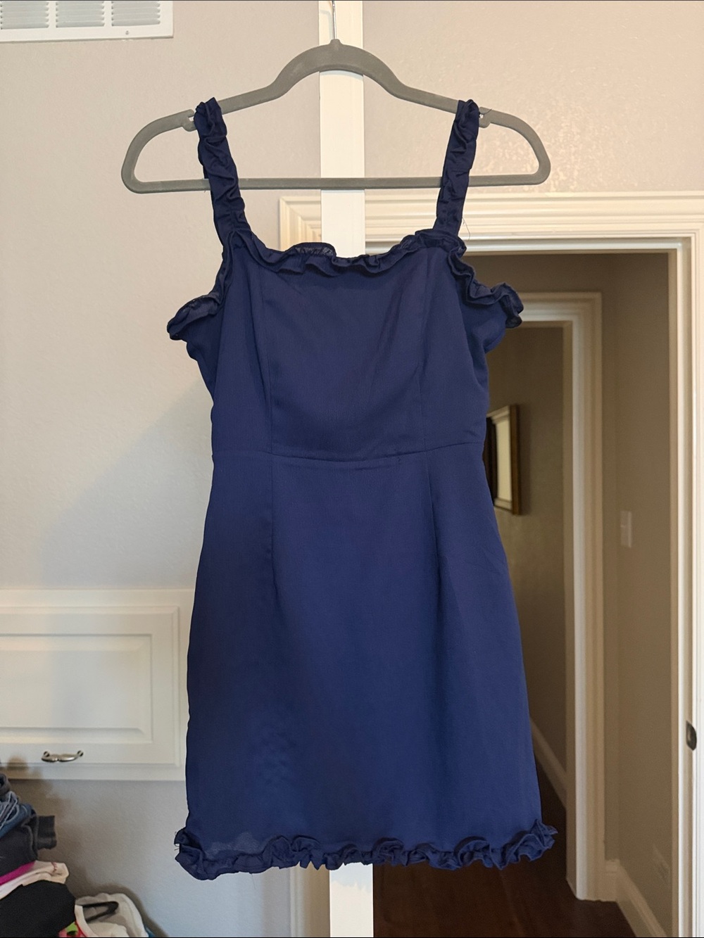 Navy Ruffle Strap Mini Dress Superdown Revolve Size XS